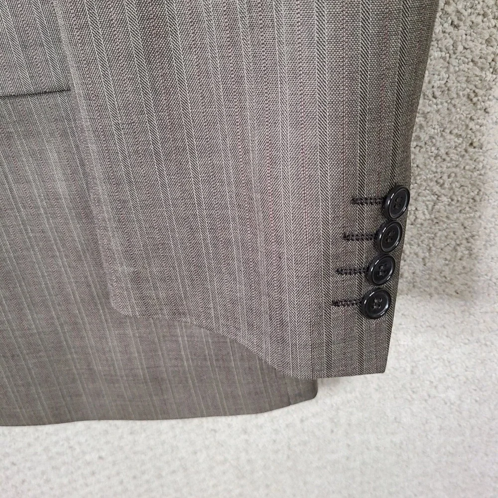 Ideal Jacket Mens‎ 44L Brown Striped Blazer Two Button Super 140s Wool Suit Coat